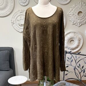 Free People Olive Knit Top